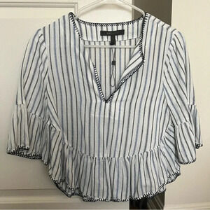 BCBGMAXAZRIA Immane Embroidered Ruffle Crop Top- Size XS; Excellent Condition